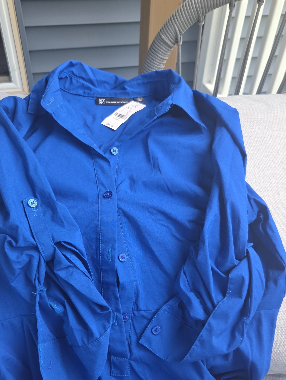 New York & Company Blue Shirt Dress Medium NWT